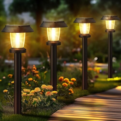 ALEPOD Solar Pathway Lights Outdoor – 10 Pack Solar Powered Garden Lights Waterproof, Decor Landscape Lighting with Three Lighting Modes for Yard, Lawn, Walkway, Driveway, Warm White