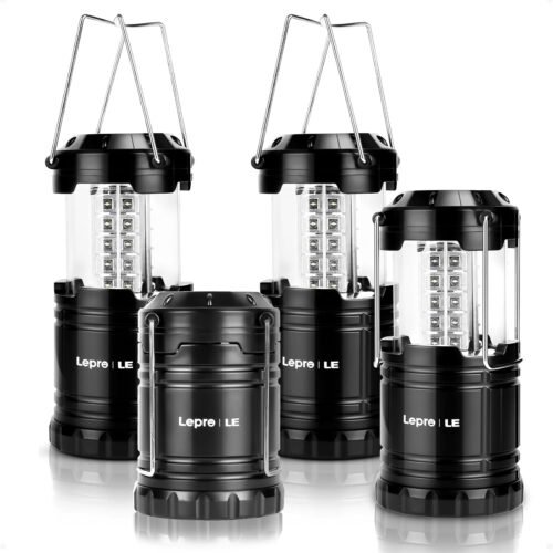 Lepro LED Camping Lanterns Battery Powered, Collapsible, IPX4 Water Resistant, Outdoor Portable Lights for Emergency, Hurricane, Storms and Outages